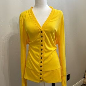 Zenana Snap Button Down Sweater Cardigan, yellow 2xl